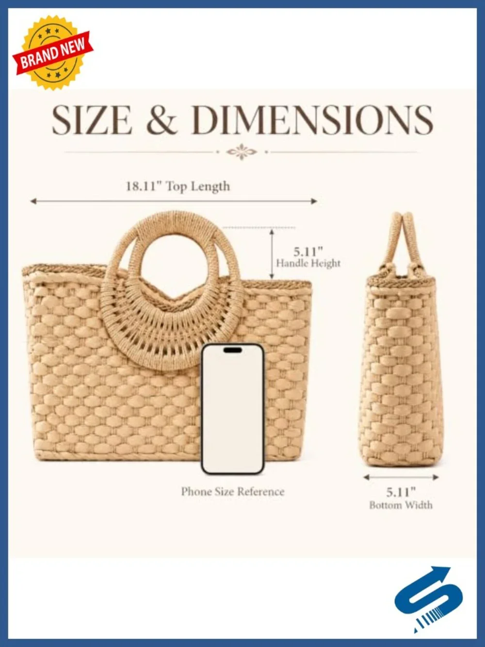 Hand-woven Straw Bag Summer Beach Tote Retro Rattan Clutch with Wood Handle